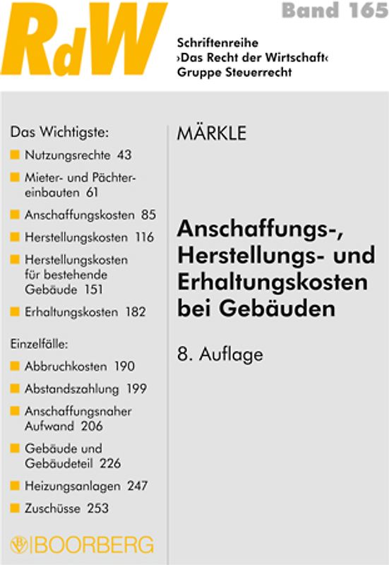 Anschaffungs-, Herstellungs-und Erhaltungskosten bei Gebäuden