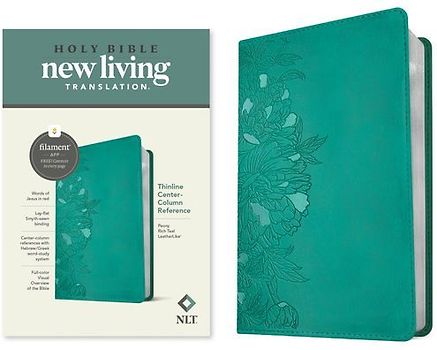 NLT Thinline Center-Column Reference Bible, Filament Enabled (Leatherlike, Peony Rich Teal, Red Letter)