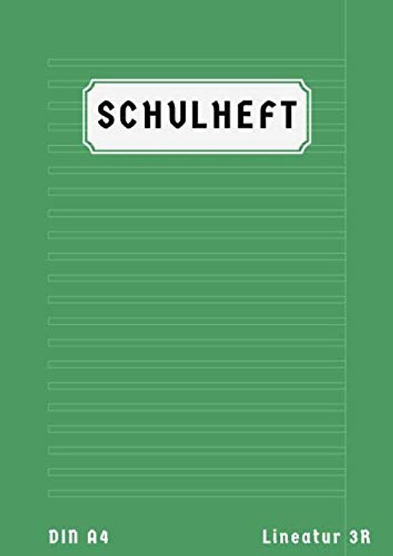Lineatur 3R A4: 50 Blatt | Schreibheft Lineatur 3R | Schulhefte 3 Klasse Mit Rand | Deutschheft Klasse 3 | Grün