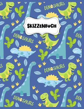 Skizzenbuch: Hübsche Dinosaurier Zeichenblock A4 für Kinder: Blanko Zeichenmappe A4 Zeichen Block