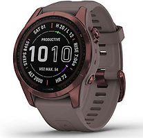 Garmin Fenix 7S 42 mm bronze avec bracelet en silicone gris taupe [Wi-Fi, Sapphire Solar Edition]