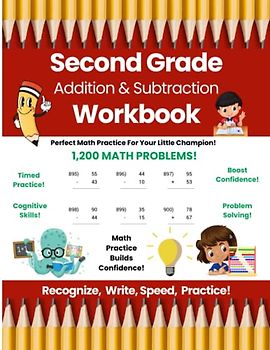 Second Grade Addition and Subtraction Workbook, STEM Math Workbook, Math Workbook with Answers, Math Workbook Grade 2, Math Workbook Summer, 1200 Math ... 2nd Grade Math Workbook by Glitter Bay Books