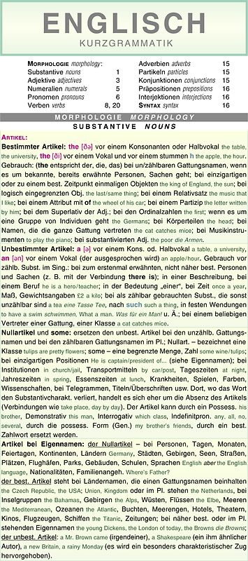 Leporello: Englisch Kurzgrammatik – Die komplette Grammatik im Überblick