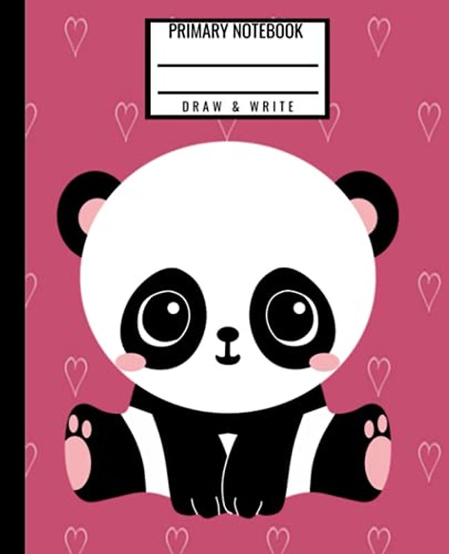 Primary Notebook Draw & Write: 100 Half Draw Half Write Pages Cute Kawaii Panda