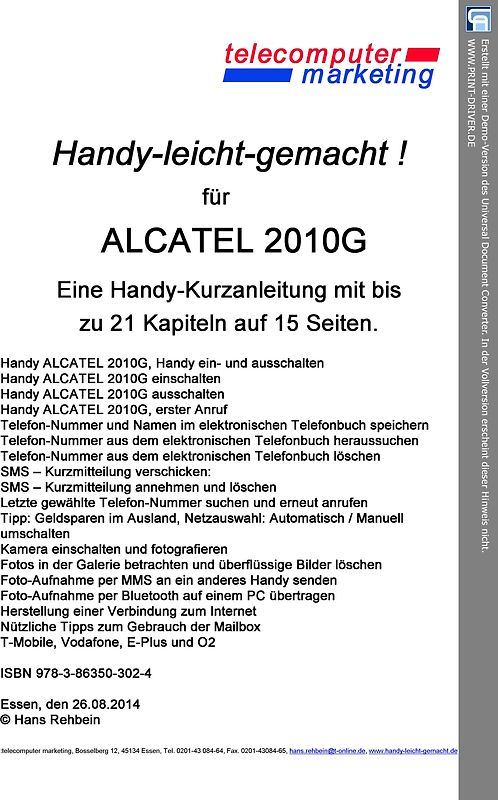 ALCATEL 2010G leicht-gemacht. Handy-leicht-gemacht für ALCATEL 2010G