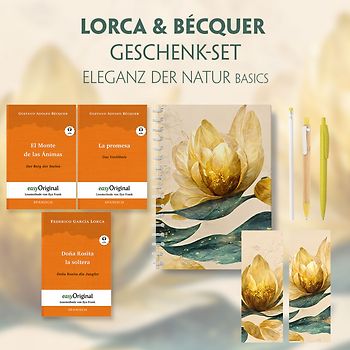 Lorca & Bécquer Geschenkset - 3 Bücher (mit Audio-Online) + Eleganz der Natur Schreibset Basics