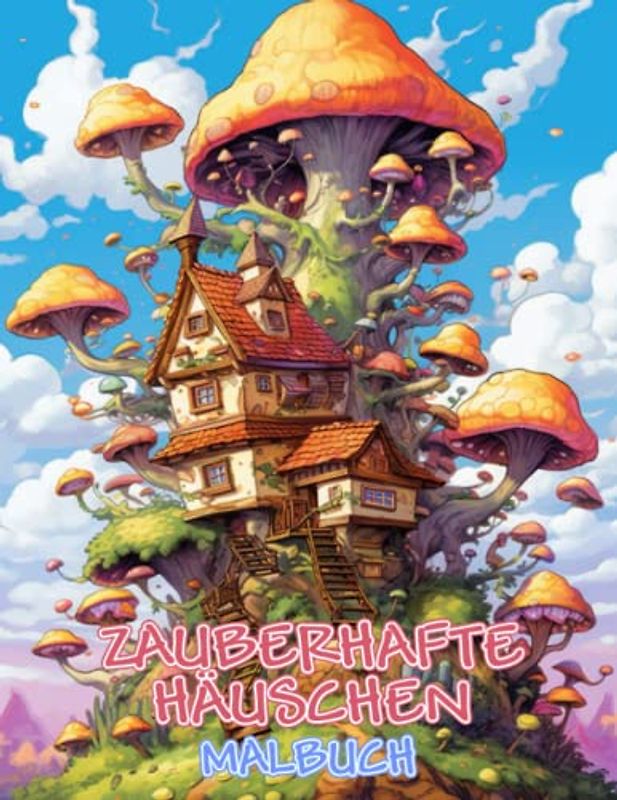 Zauberhafte Häuschen Malbuch: Ausmalbuch für Erwachsene: Schöne kleine Häuschen und Pilzhäuser zum Entspannen und Abschalten