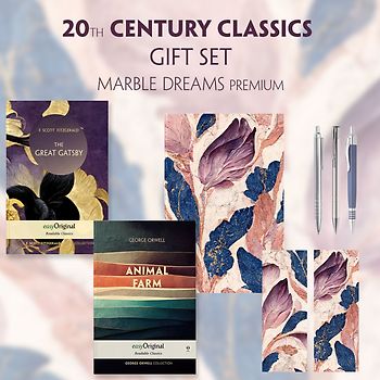 20th Century Classics Books-Set (with audio-online) Readable Classics Geschenkset + Marmorträume Schreibset Premium