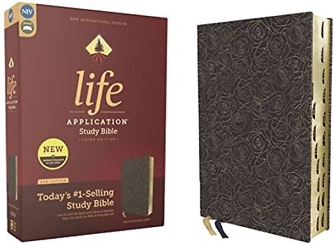 NIV, Life Application Study Bible, Third Edition, Bonded Leather, Navy Floral, Red Letter, Thumb Indexed: New International Version, Navy Floral Bonded Leather, Red Letter, Thumb Indexed