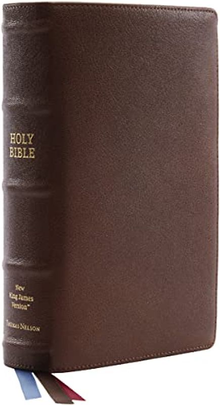 Nkjv, Single-Column Reference Bible, Premium Goatskin Leather, Brown, Premier Collection, Comfort Print