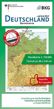 Deutschland auf einen Blick! Übersichtskarte 1:750 000 mit Aufhänger und Bestäbung