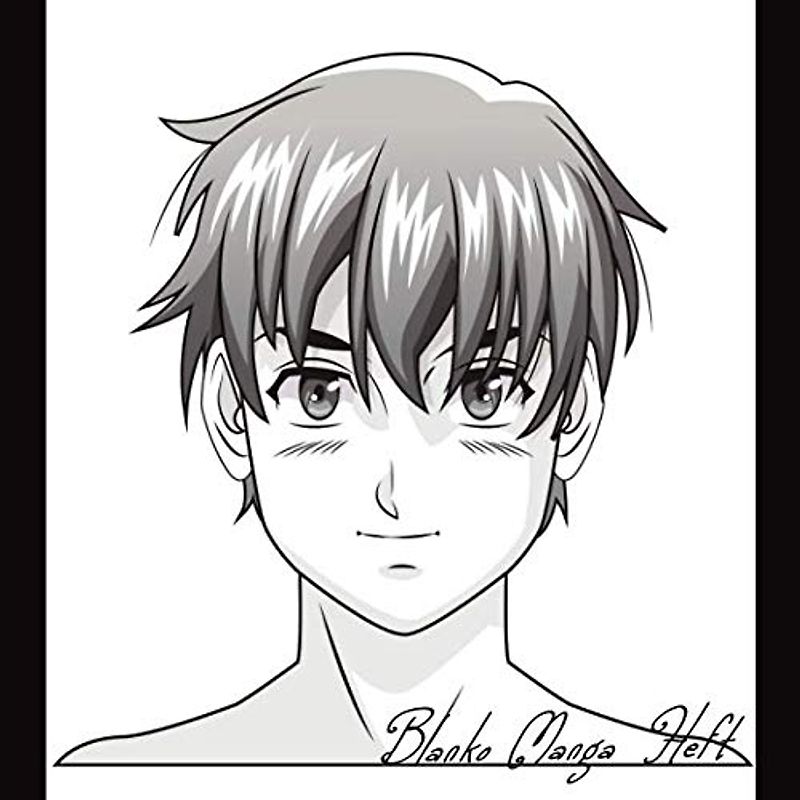 BLANKO MANGA HEFT: Comic Heft mit mehr als 40 verschiedenen Action Vorlagen zum Zeichnen des eigenen Manga! 120 Seiten, Quadratisches Format 8,5 " x 8,5" | Comicbuch Motiv: Anime Manga Boy Face