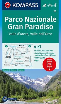 KOMPASS Wanderkarte 86 Parco Nazionale Gran Paradiso, Valle d'Aosta, Valle dell'Orco 1:50.000