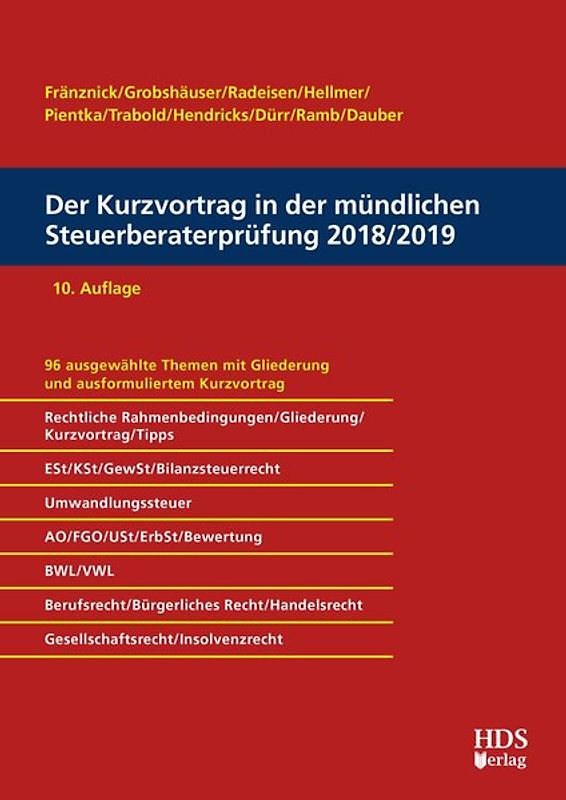 Der Kurzvortrag in der mündlichen Steuerberaterprüfung 2018/2019