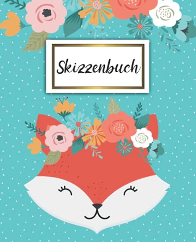 Skizzenbuch: Zeichenbuch & Sketchbuch | Blanko Heft | Perfekt als Zeichenheft, Sketchbook, Schreiben, Zeichnen, Malen, Lettering, Skizzen | Süßes Türkis Tupfen Roter Panda Fuchs
