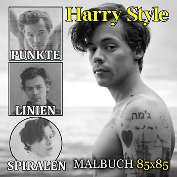 Harry Style Punkte Linien Spiralen Malbuch: Bilderbuch über männlichen Promi mit 30 exklusiven und tollen Bildern zum Zeichnen| Gag Geschenke | White ... | Stressabbau-Geschenke | Weihnachtsgeschenke