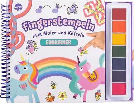 Fingerstempeln zum Malen und Rätseln. Einhörner
