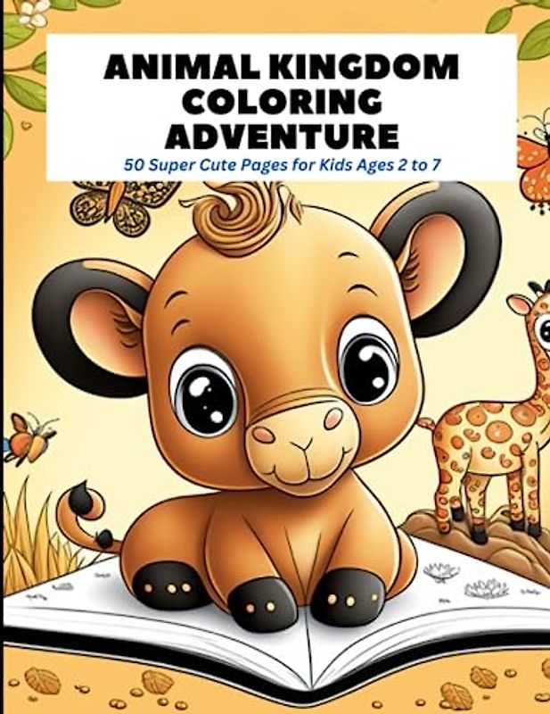 Animal Kingdom Coloring Adventure: 50 Super Cute Pages for Kids Ages 2 to 7