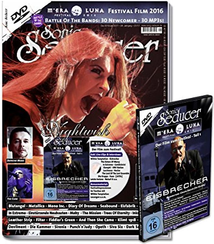 Sonic Seducer 12-2016/01-2017 mit Nightwish Titelstory + DVD: M'Era Luna 2016 - Der Film, Teil 1 mit exkl. Live-Videos, Bands: Depeche Mode, The Cure, Blutengel, Eisbrecher, In Extremo u.v.a.