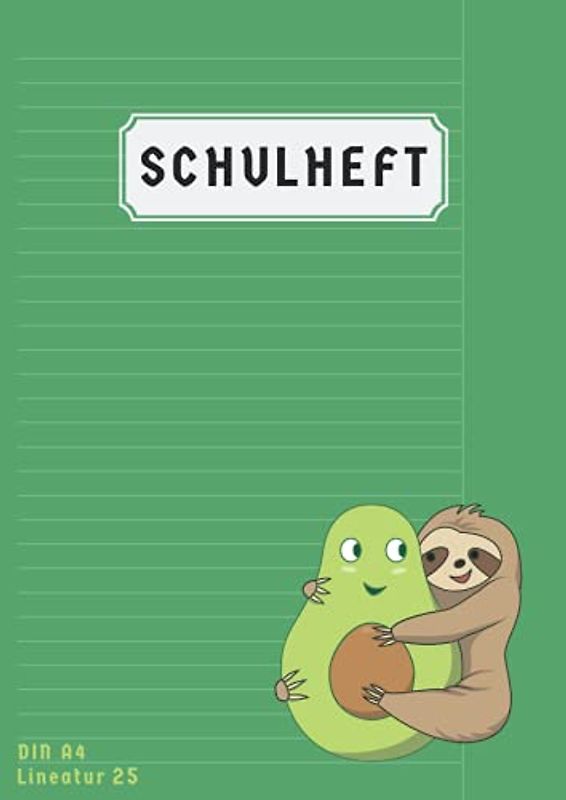 Schulheft A4 Lineatur 25: Liniert mit Rand | Schreibheft Din A4 Lineatur 25 | 50 Blatt | Grün