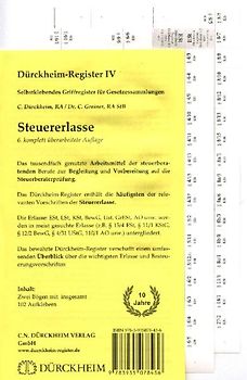 Steuererlasse: 102 bedruckte Griffregister für die SteuerErlasse