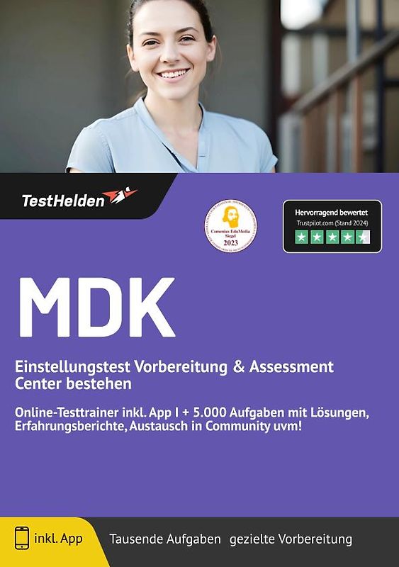 MDK Einstellungstest: Vorbereitung & Assessment Center bestehen | Online-Testtrainer inkl. App I + 5.000 Aufgaben mit Lösungen, Erfahrungsberichte, Austausch in Community uvm!