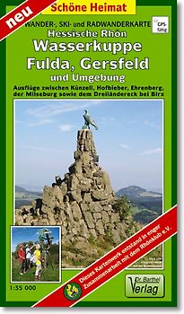 Wander-, Ski- und Radwanderkarte Hessische Rhön, Wasserkuppe, Fulda, Gersfeld und Umgebung