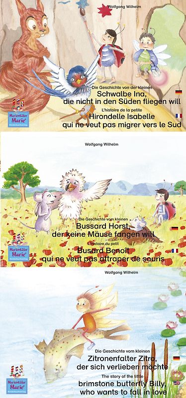 Schwalbe Ina, Bussard Horst, Zitronenfalter Zitro/Deutsch-Französisch/ Hirondelle Isabell, Busard Benoît, Papillon Paul/Francais-Allemand