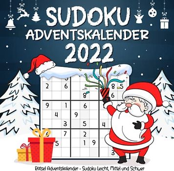Sudoku Adventskalender 2022: Weihnachtlicher Rätsel Adventskalender für erwachsene - Adventskalender Sudoku für Senioren und frauen, Sudoku Rätsel in leicht bis schwer