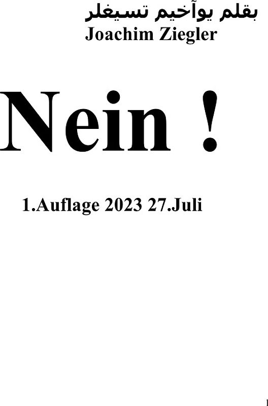 Nein ! 1.Auflage 2023 27.Juli
