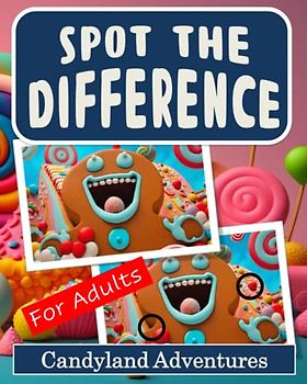 Spot the Difference Book for Adults - Candyland Adventures: Difficult Image Puzzles for Adults