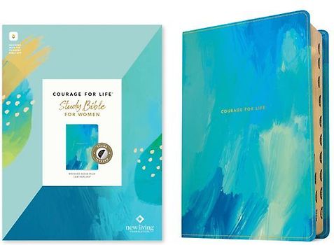 NLT Courage for Life Study Bible for Women, Filament Enabled (Leatherlike, Brushed Aqua Blue, Indexed)