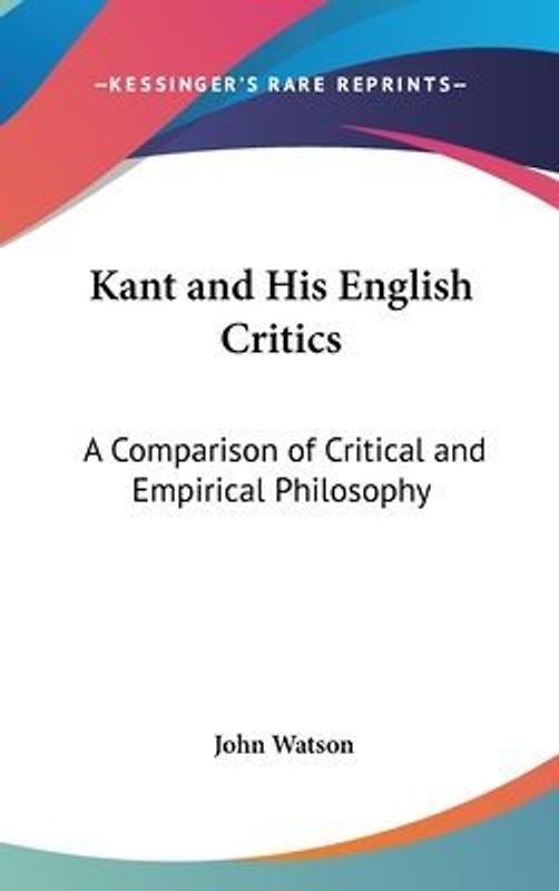 Kant And His English Critics