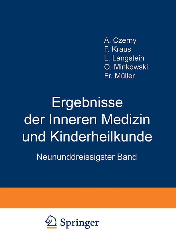 Ergebnisse der Inneren Medizin und Kinderheilkunde