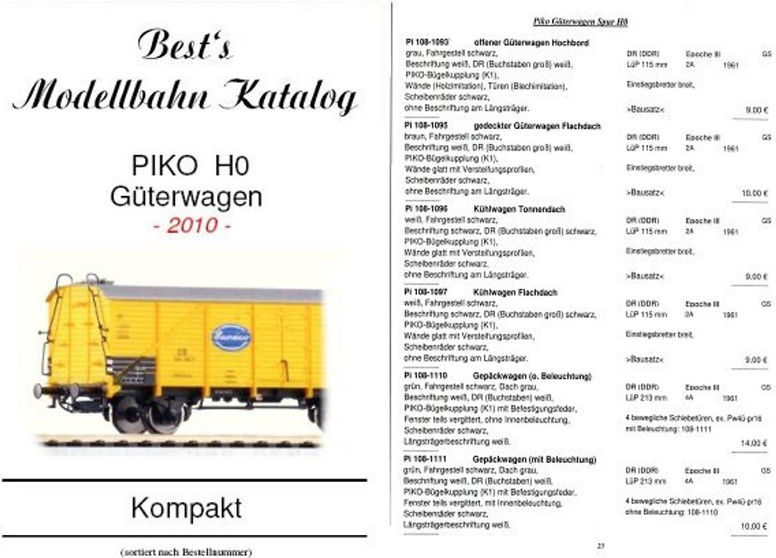Best`s Modellbahn Katalog PIKO H0 Güterwagen 2010 kompakt