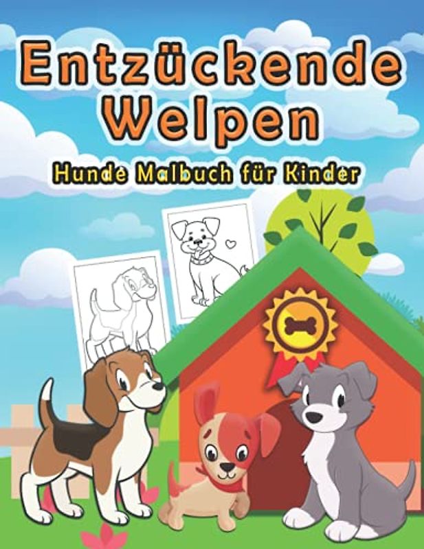 Entzückende Welpen: Hunde Malbuch für Kinder