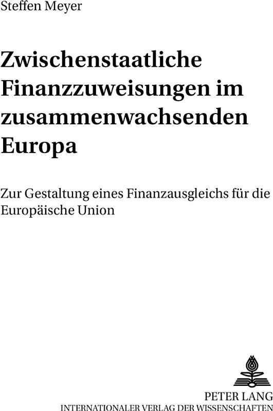 Zwischenstaatliche Finanzzuweisungen im zusammenwachsenden Europa