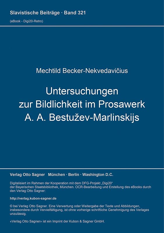 Untersuchungen zur Bildlichkeit im Prosawerk A. A. Bestužev-Marlinskijs