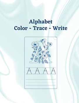 Kids Alphabet Color, Trace & Write Letter Book - Single Sided to Prevent Bleed Through - 8.5 x 11 - Glossy Cover