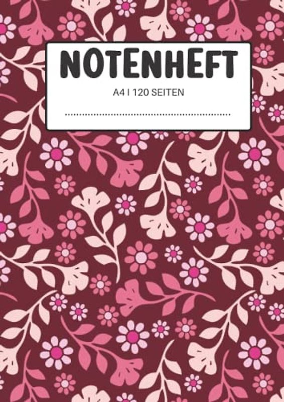 Notenheft A4: Notenbuch mit Schreiblinien für Musiknoten | Musikblock mit Hilfslinien | Lustiges Geschenk für Musiker, die Klavier oder Gitarre spielen