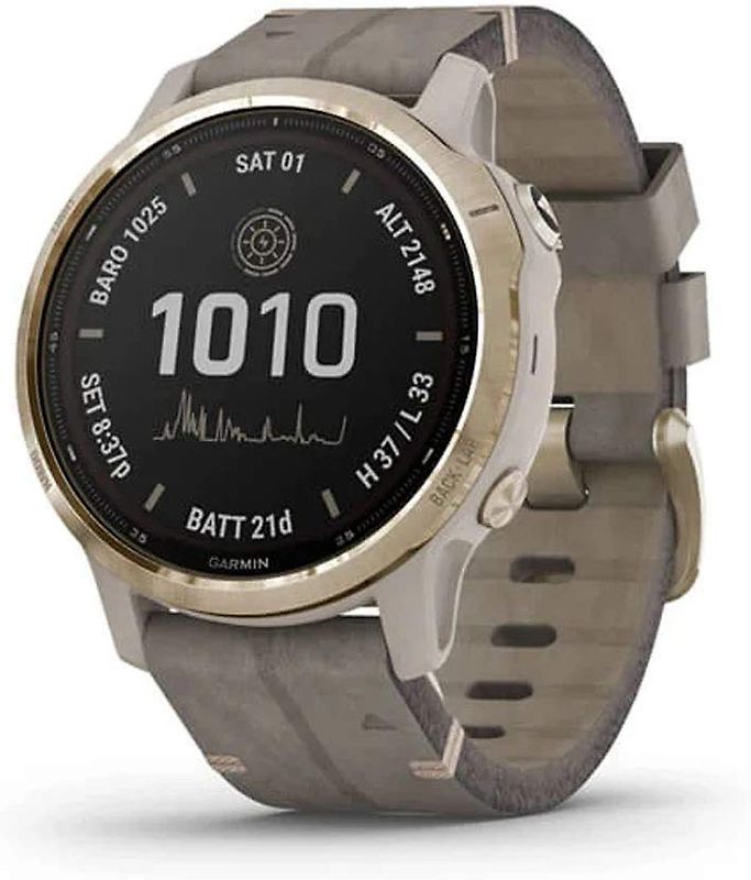 Garmin Fenix 6S 42 mm beige et Velours bracelet gris [Pro Solar Edition]