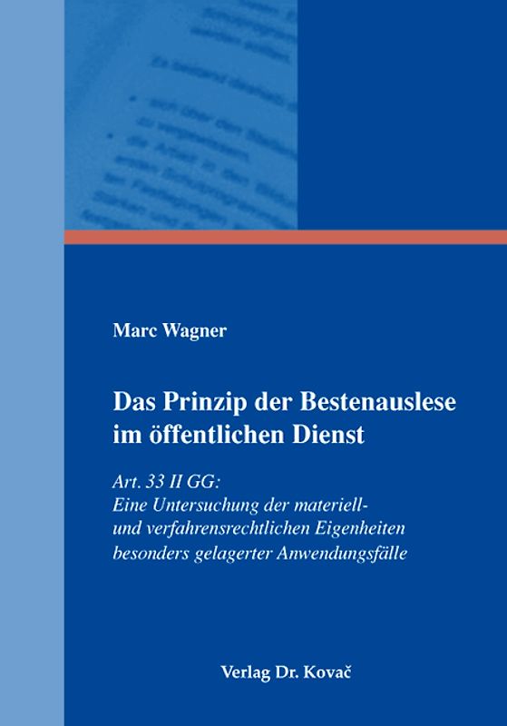 Das Prinzip der Bestenauslese im öffentlichen Dienst