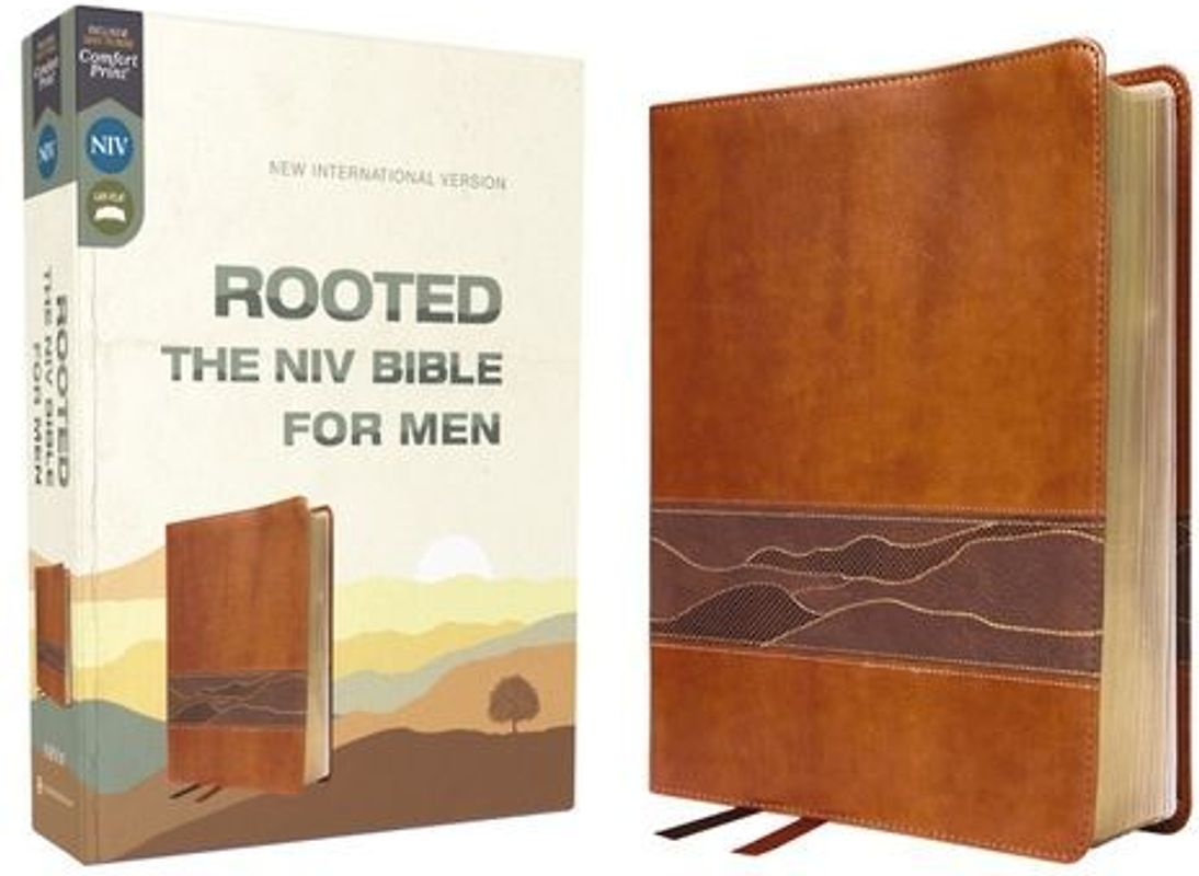 Rooted: The NIV Bible for Men, Leathersoft, Brown, Comfort Print