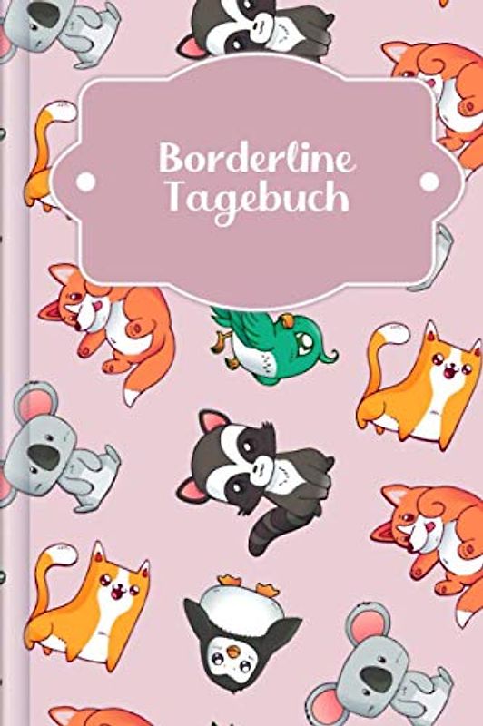 Borderline Tagebuch: Tagebuch für Mental Health für alle Borderline PatientInnen zum Ausfüllen | Motiv: Rosa Tierwelt