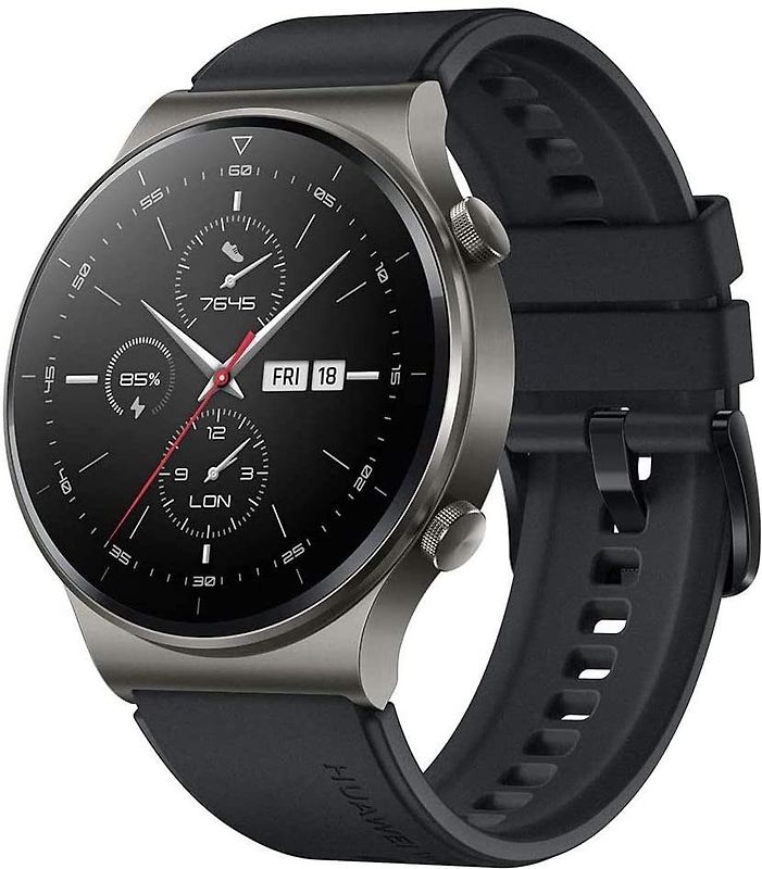Huawei Watch GT 2 Pro 47 mm grijs met nachtzwart siliconenarmband