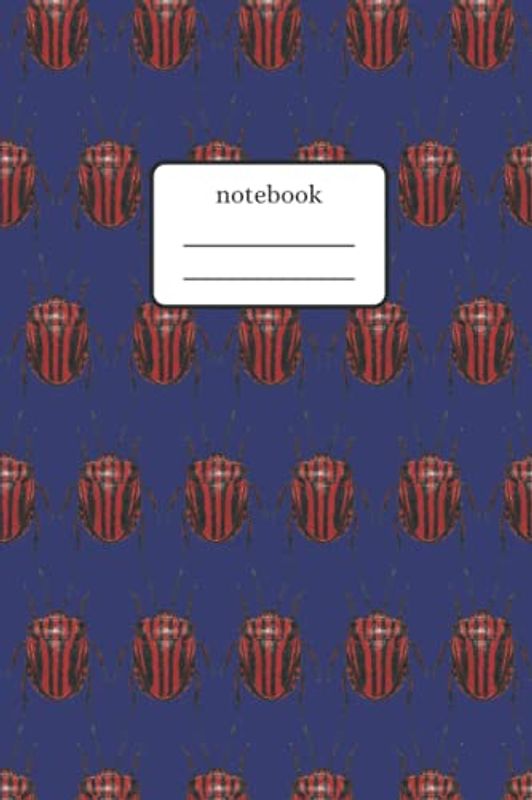 Notebook Beetles Red: Composition Notebook with Red Beetles Pattern - Lined Notebook 120 Pages 6x9 inch - Blue Version