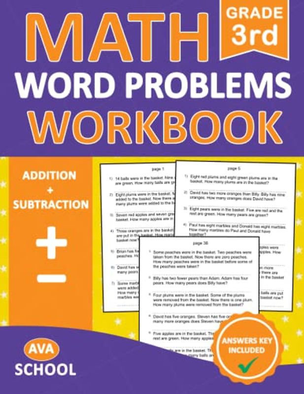 Math Word Problems Workbook For Grade 3 Addition And Subtraction With Answers: Math 100 Practice Pages of Addition Subtraction Word Problems With 500 ... | Math word problem worksheets for grade 3
