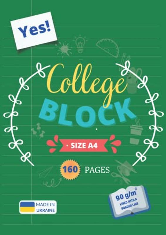 MADE IN UKRAINE COLLEGE NOTEBOOK: A4 College block Composition Notebook -Matte Designed Cover Notebook, College Ruled 160 Pages - 8.27” x 11.69”, ... for Writing and Journaling, paperback.