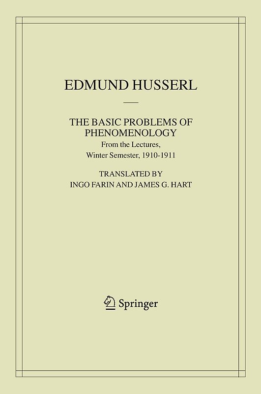 The Basic Problems of Phenomenology