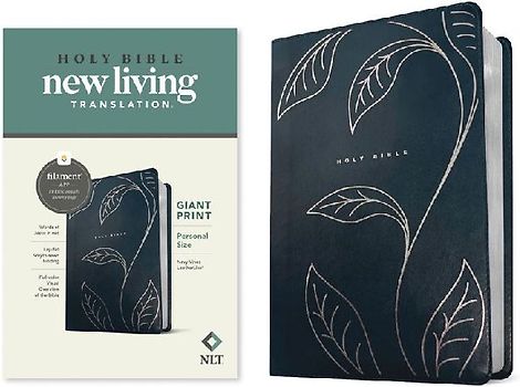 NLT Personal Size Giant Print Bible, Filament Enabled (Leatherlike, Navy Vines, Red Letter)